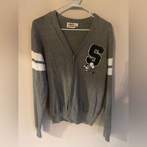 Aeropostale Charcoal Cardigan with Snoopy Patch
